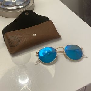 Blue Round Reflective Ray Ban Sunglasses